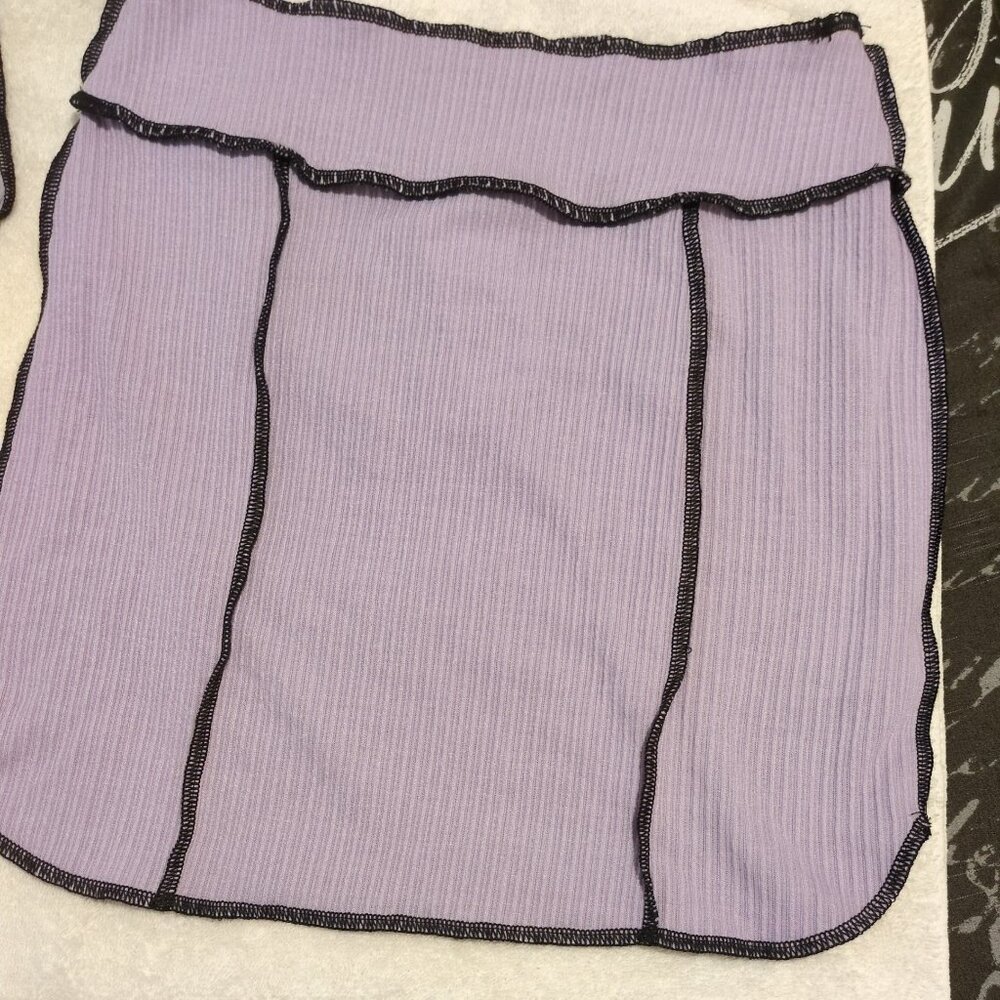 Monaco 2 PC Polyester Blend Light Purple/Black Lace-up Halter Top/Skirt Small